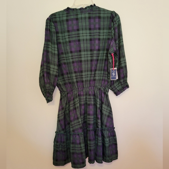 Nwt southern green and blue plaid buttondown shirtdress - Picture 2 of 3